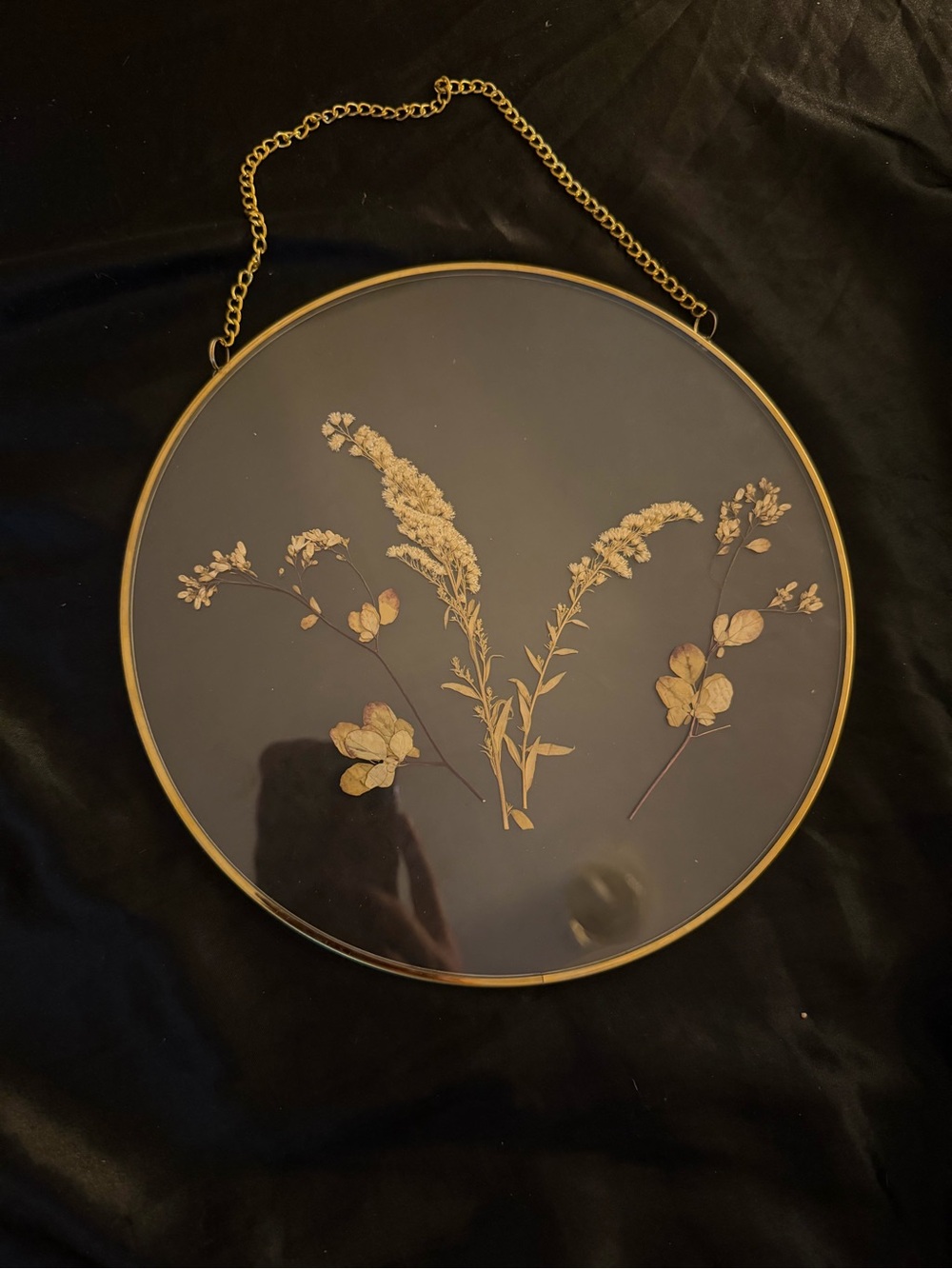Gold Botanical Round glass Wall Decor